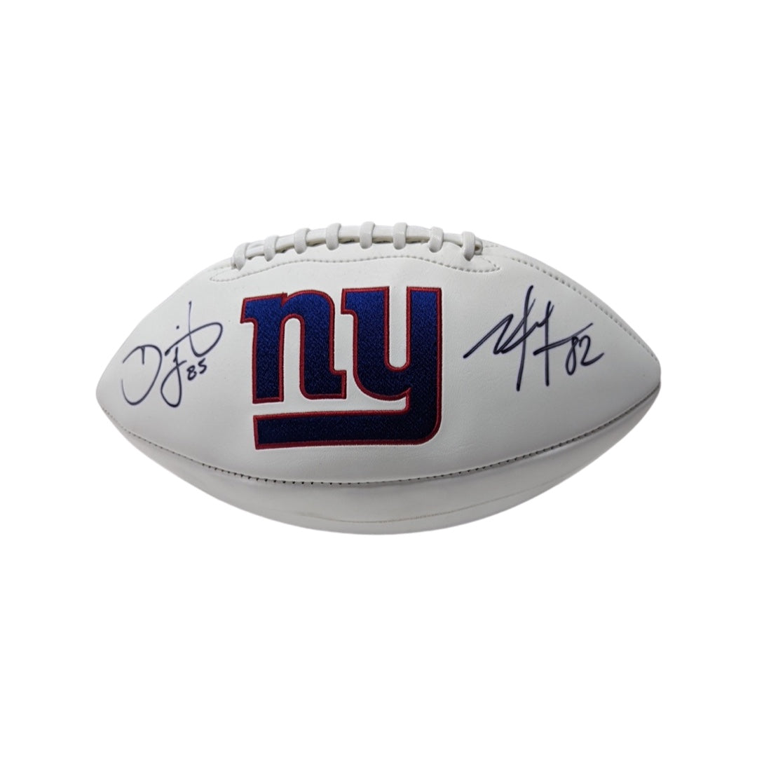 David Tyree & Mario Manningham Autographed New York Giants White Panel Logo Football Steiner CX