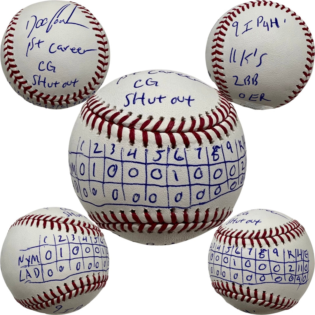 Doc Gooden Autographed New York Mets OMLB 1st Complete Game Shutout Full Line Score “1st Career CG Shutout, 9 IP, 4 H, 11 K’s, 2 BB, 0 ER” Inscriptions JSA