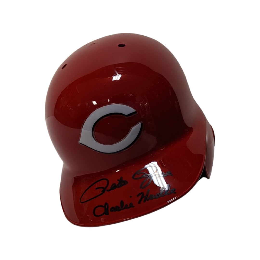 Pete Rose Autographed Cincinnati Reds Batting Helmet “Charlie Hustle” Inscription Steiner CX