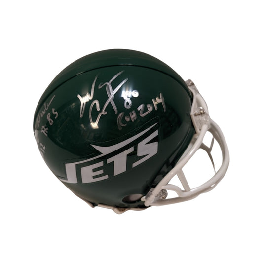 Wayne Chrebet & Wesley Walker Autographed New York Jets Old School Green Mini Helmet “ROH 85, ROH 2014” Inscriptions JSA