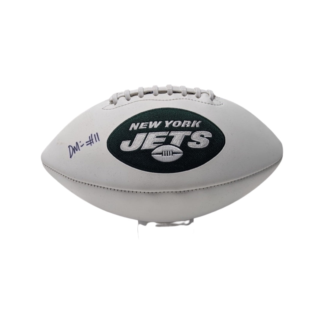 Denzel Mims Autographed New York Jets White Panel Logo Football JSA