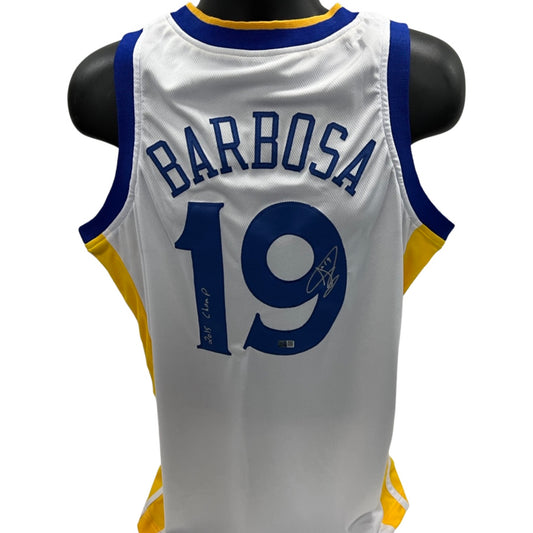 Leandro Barbosa Autographed Golden State Warriors White Jersey “2015 Champs” Inscription Steiner CX
