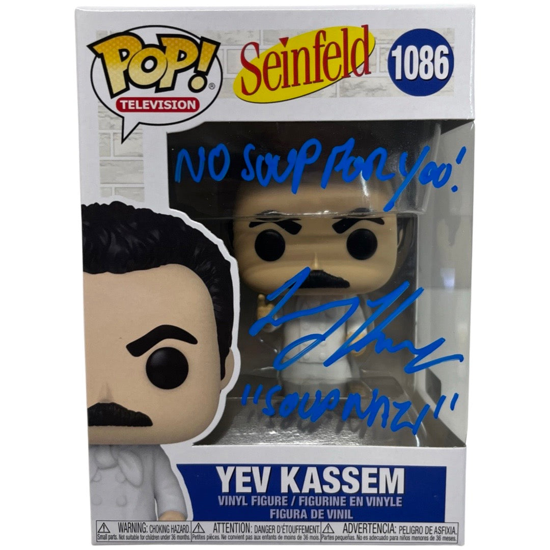 Larry Thomas Autographed Seinfeld Soup Nazi Yev Kassem Funko Pop “Soup Nazi, No Soup For You!” Inscriptions Steiner CX