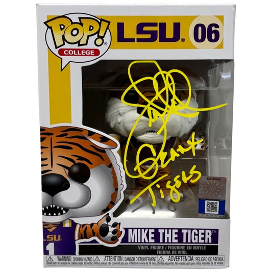 Leonard Marshall Autographed LSU Tigers Mike the Tiger Funko Pop Yellow Ink “Geaux Tigers” Inscription Steiner CX