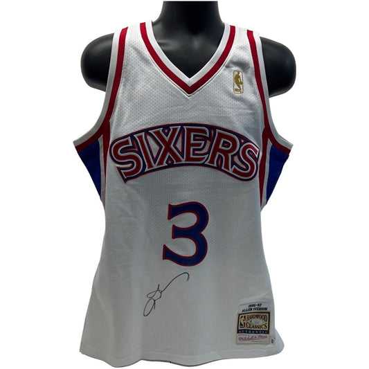 Allen Iverson Autographed Philadelphia 76’ers White 1996-97 Rookie Year Mitchell & Ness Authentic Jersey JSA