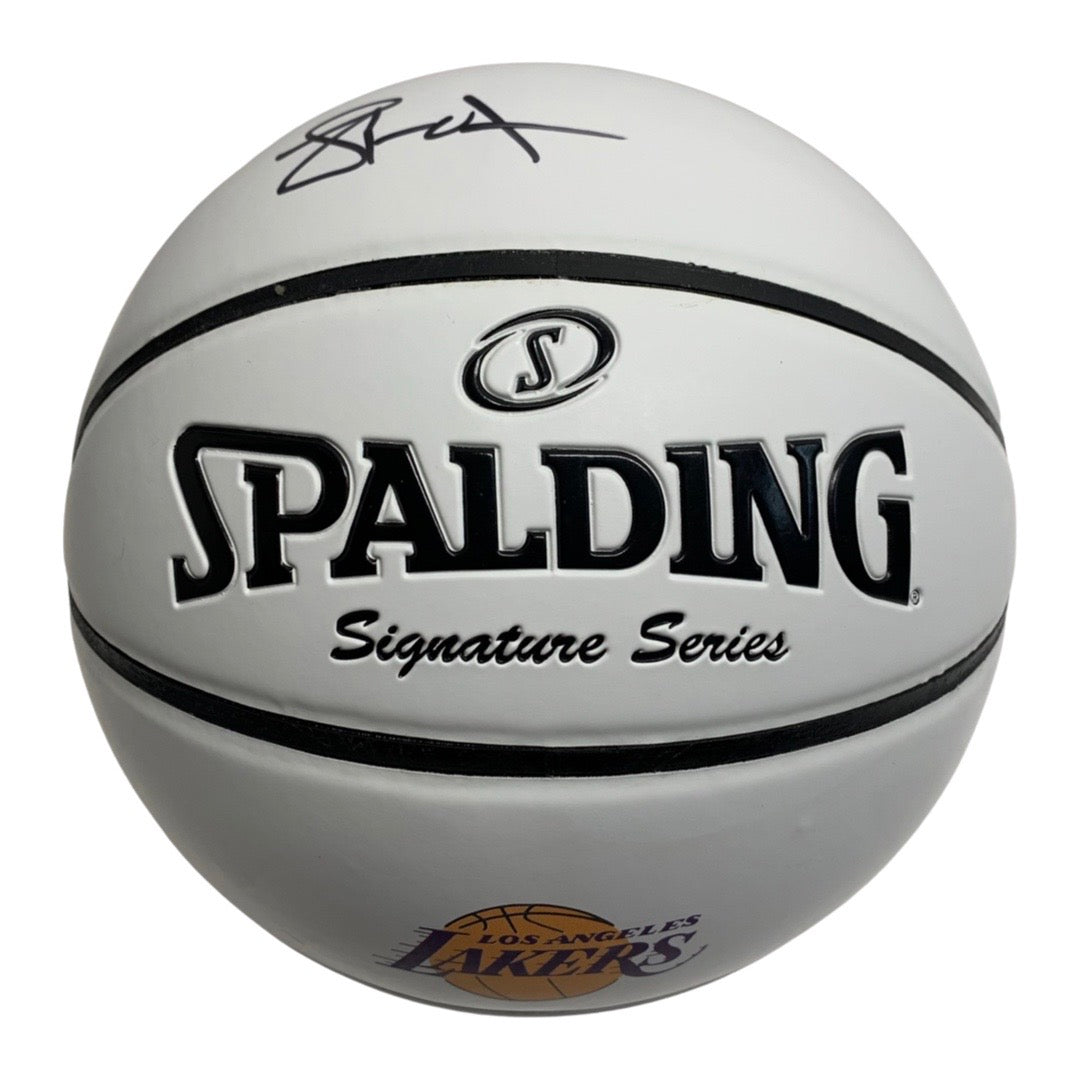 Lamar Odom Autographed Los Angeles Lakers White Panel Logo Basketball JSA