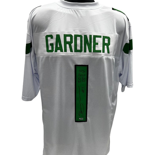 Sauce Gardner Autographed New York Jets White Jersey “2022 DROY” Inscription Steiner CX