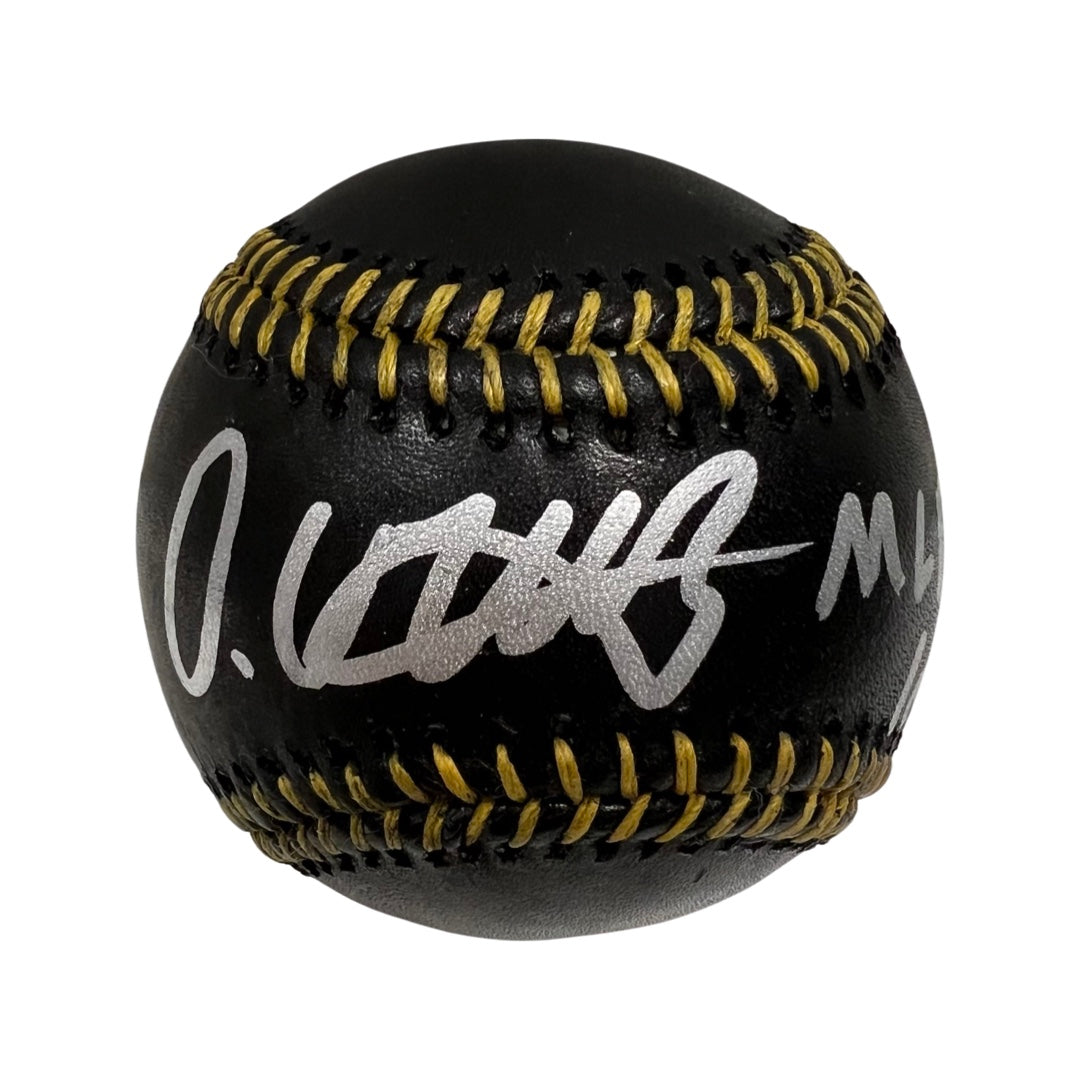 O’Neill Cruz Autographed Pittsburgh Pirates Black Leather OMLB “MLB Debut 10-2-21” Inscription USA Sports COA