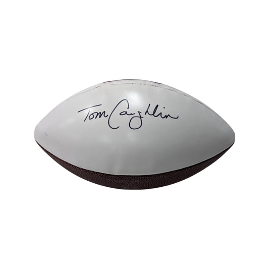 Tom Coughlin Autographed New York Giants White Panel Logo Football Steiner CX