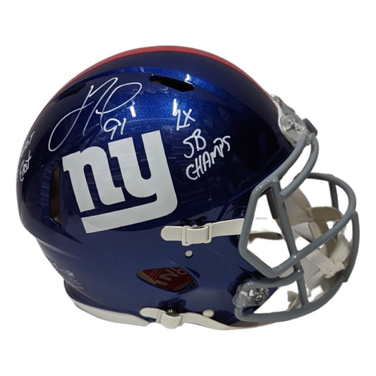 Justin Tuck Autographed New York Giants Speed Authentic Helmet “2x SB Champs, Beast of the East” Inscription JSA