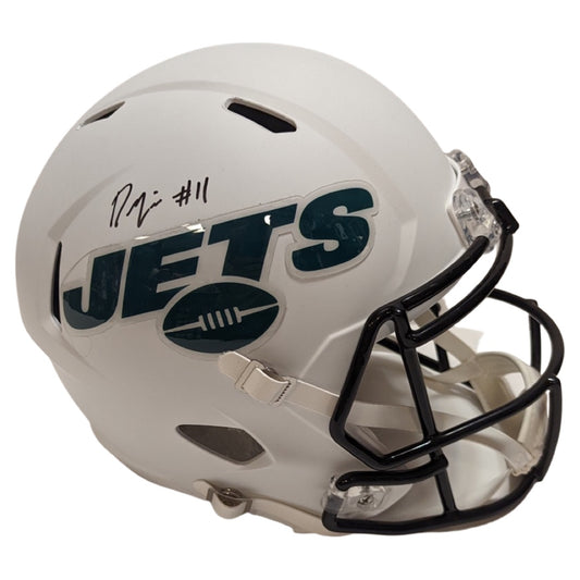 Denzel Mims Autographed New York Jets Flat White Replica Helmet JSA