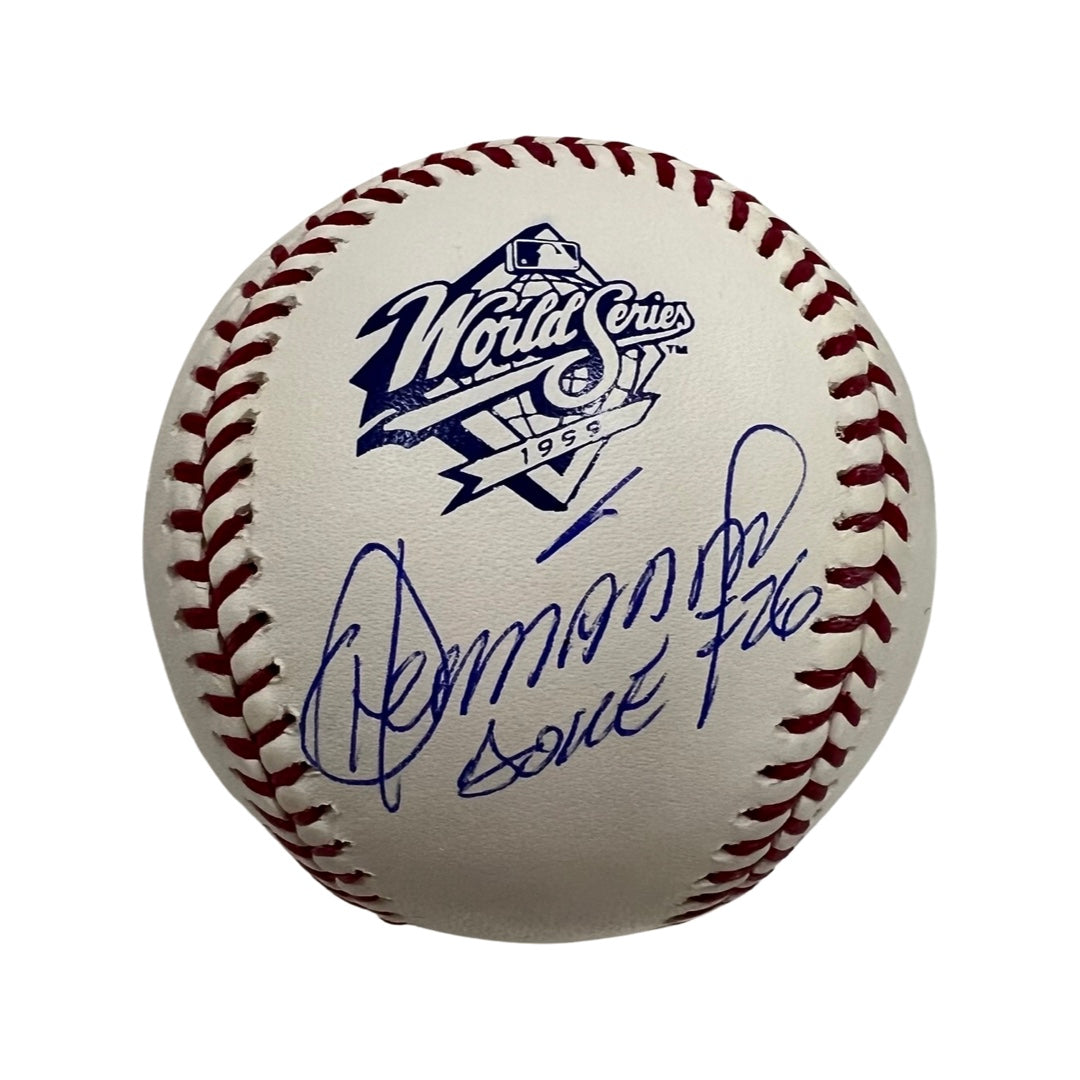 Orlando “El Duque” Hernandez Autographed New York Yankees 1999 World Series Logo Baseball Steiner CX