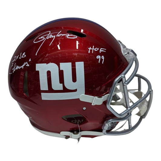 Lawrence Taylor Autographed New York Giants Flash Authentic Helmet “2x SB Champs, HOF 99” Inscriptions JSA