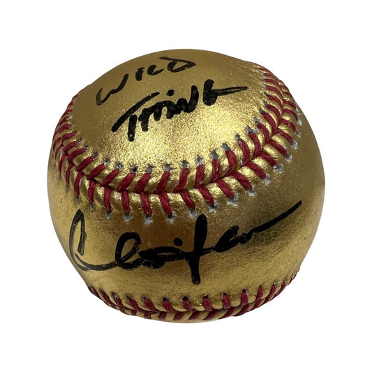 Charlie Sheen Autographed Gold OMLB “Wild Thing” Inscription