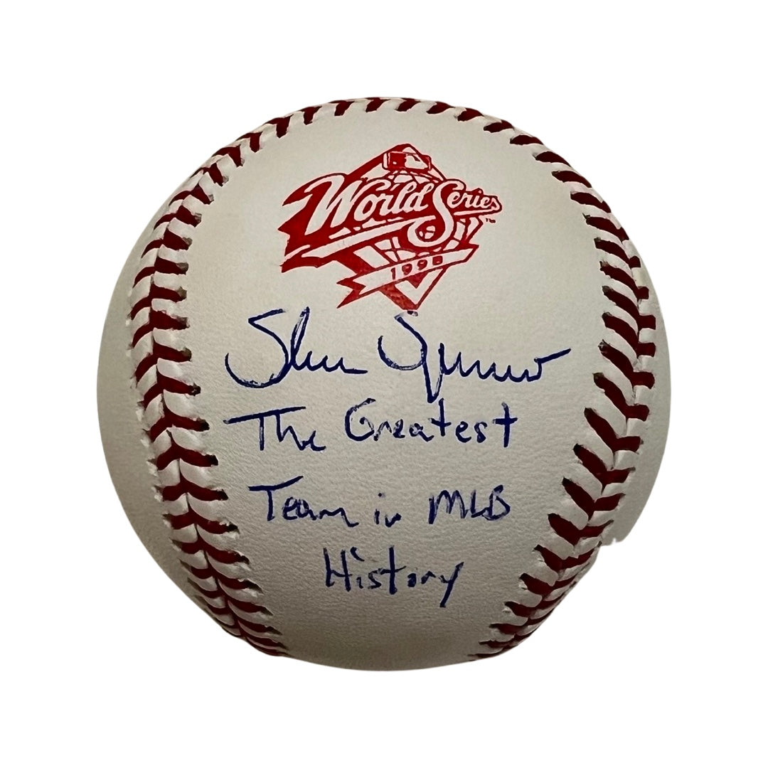 Shane Spencer Autographed New York Yankees 1998 World Series Logo Baseball “The Greatest Team in MLB History” Inscription JSA