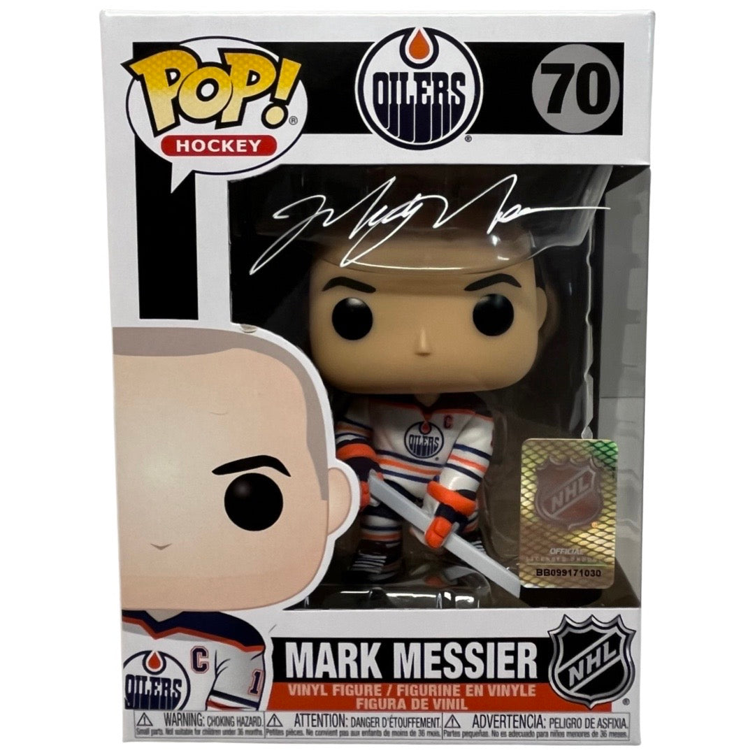 Mark Messier Autographed Edmonton Oilers Funko Pop White Ink Steiner CX