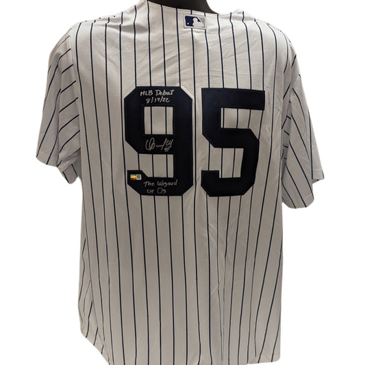 Oswaldo Cabrera Autographed New York Yankees Nike Pinstripe Jersey “MLB Debut 8/17/22, The Wizard of Oz” Inscriptions Steiner CX