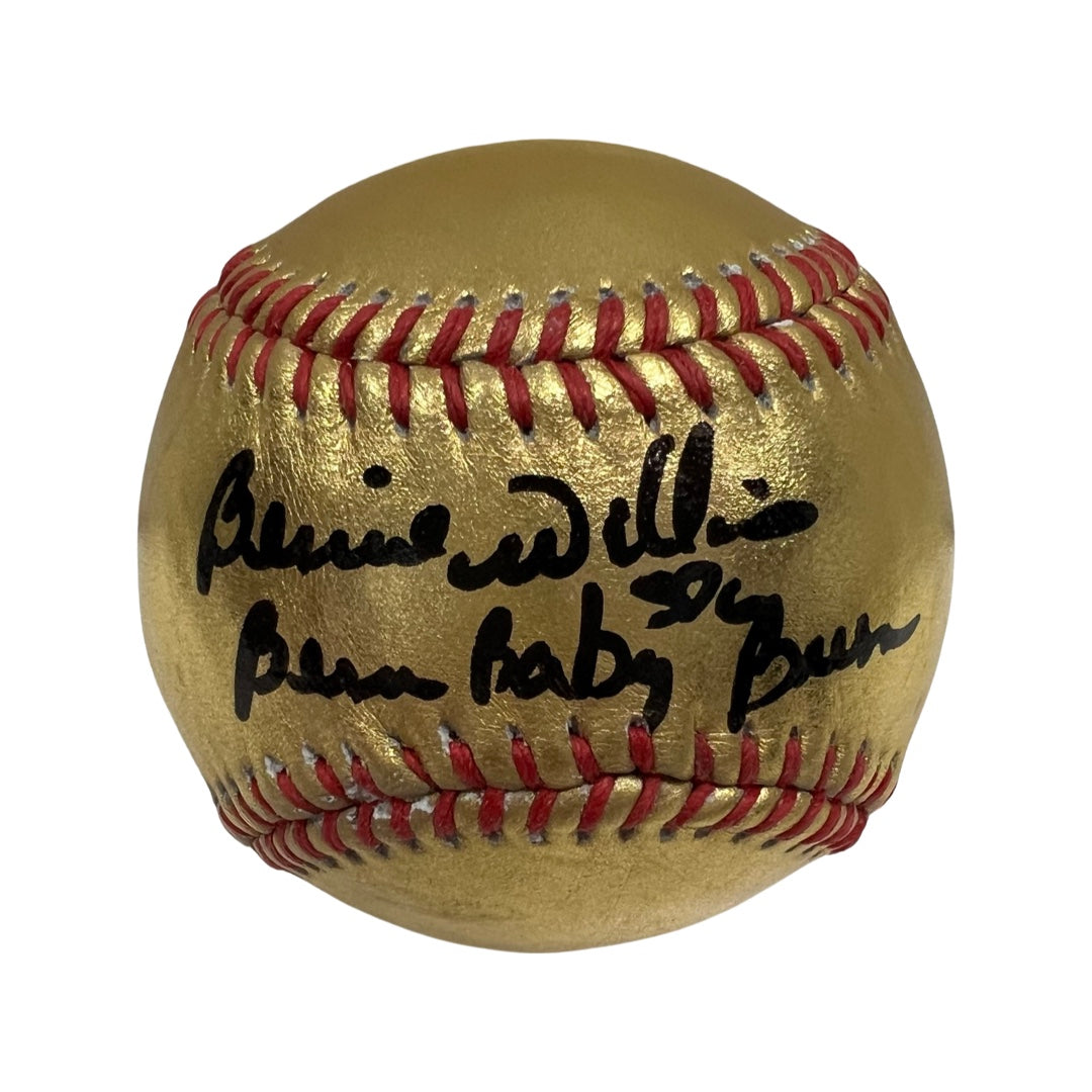 Bernie Williams Autographed New York Yankees Gold OMLB “Burn Baby Burn” Inscription Steiner CX