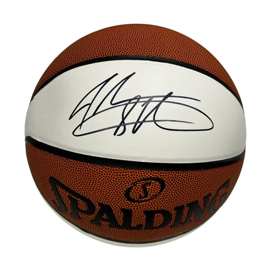 John Starks Autographed New York Knicks Spalding White Panel Basketball Steiner CX