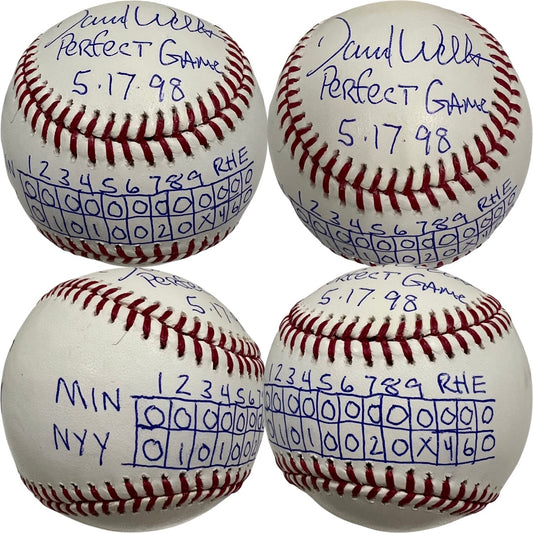 David Wells Autographed New York Yankees OMLB “Perfect Game 5.17.98” & Full Line Score Inscription JSA