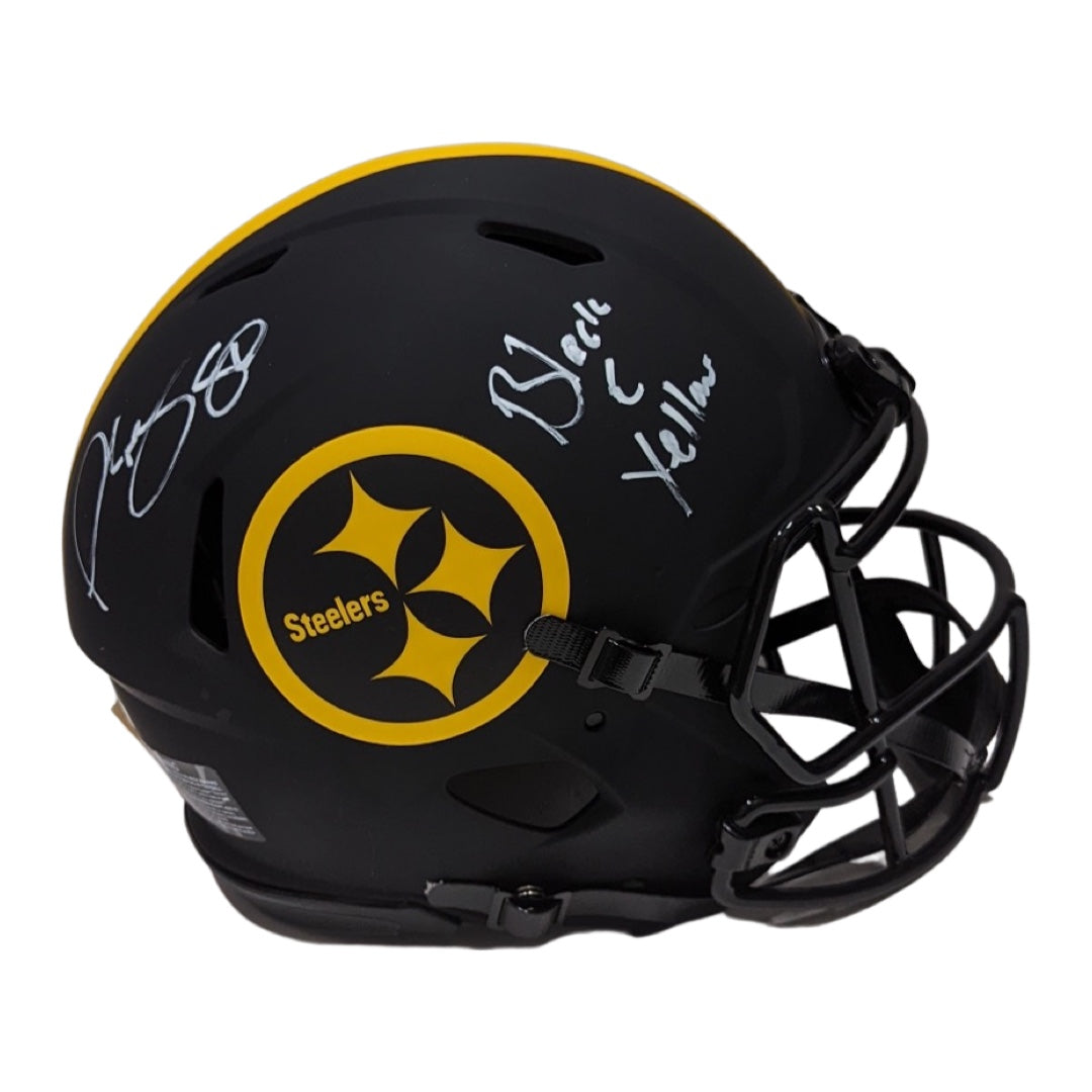 Plaxico Burress Autographed Pittsburgh Steelers Eclipse Authentic Helmet “Black & Yellow” Inscription Steiner CX