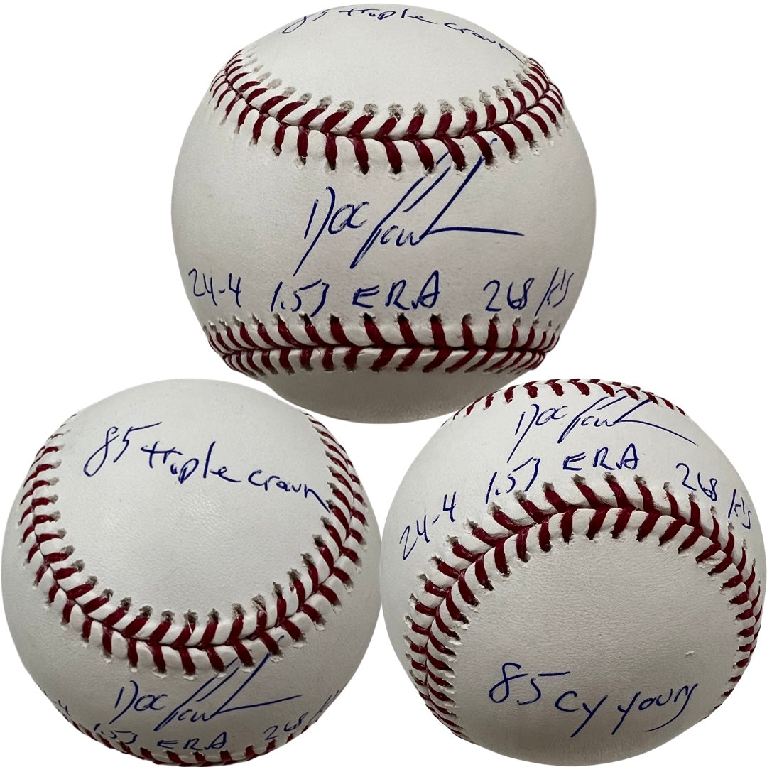 Doc Gooden Autographed New York Mets OMLB "85 Triple Crown, 85 Cy Young, 24-4, 1.53 ERA, 268 K's" Inscriptions JSA