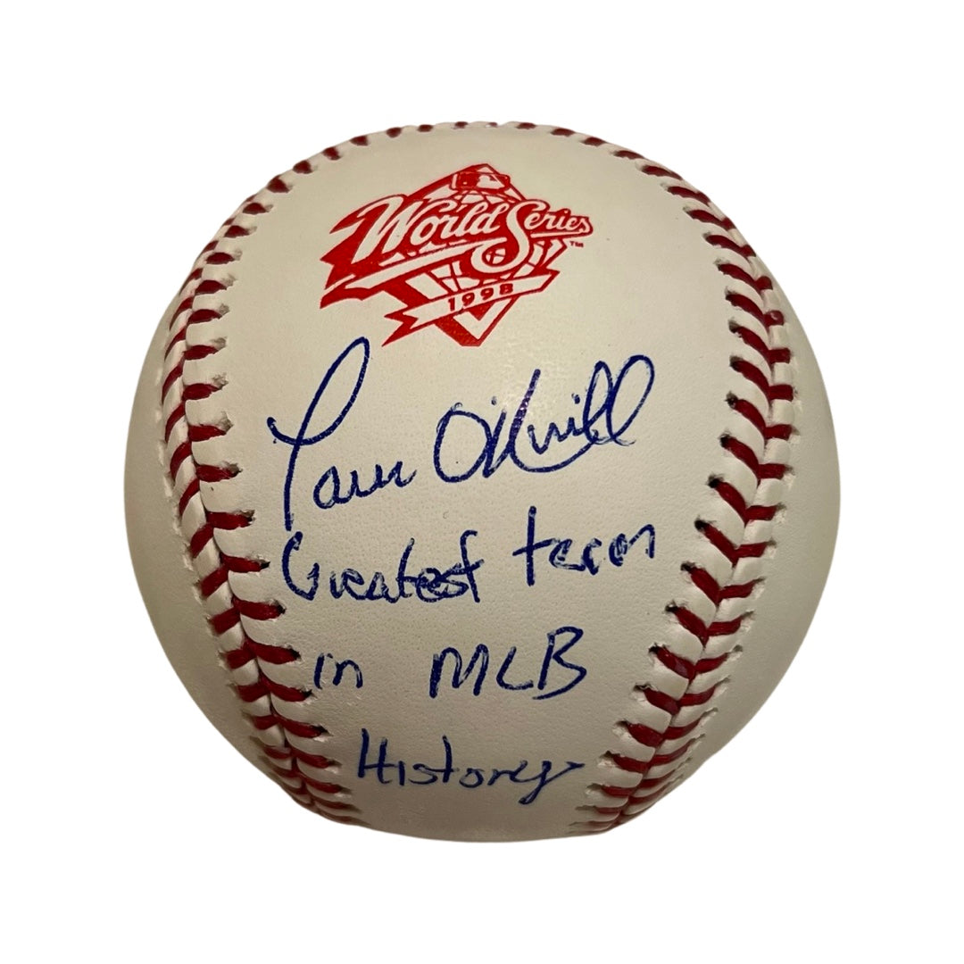 Paul O’Neill Autographed New York Yankees 1998 World Series Logo Baseball “Greatest Team in MLB History” Inscription JSA