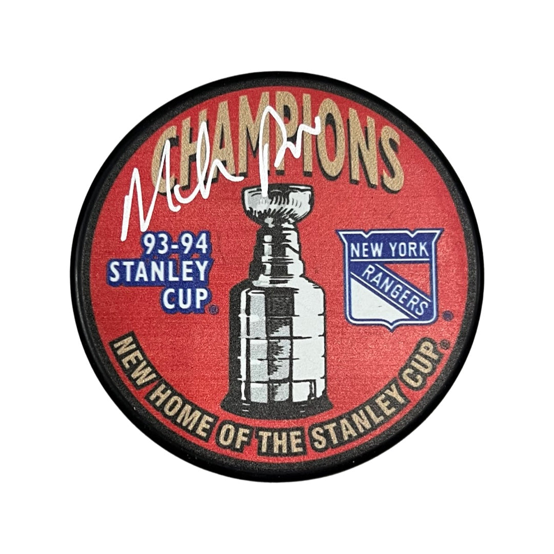 Mike Richter Autographed New York Rangers Stanley Cup Champions Logo Puck Steiner CX