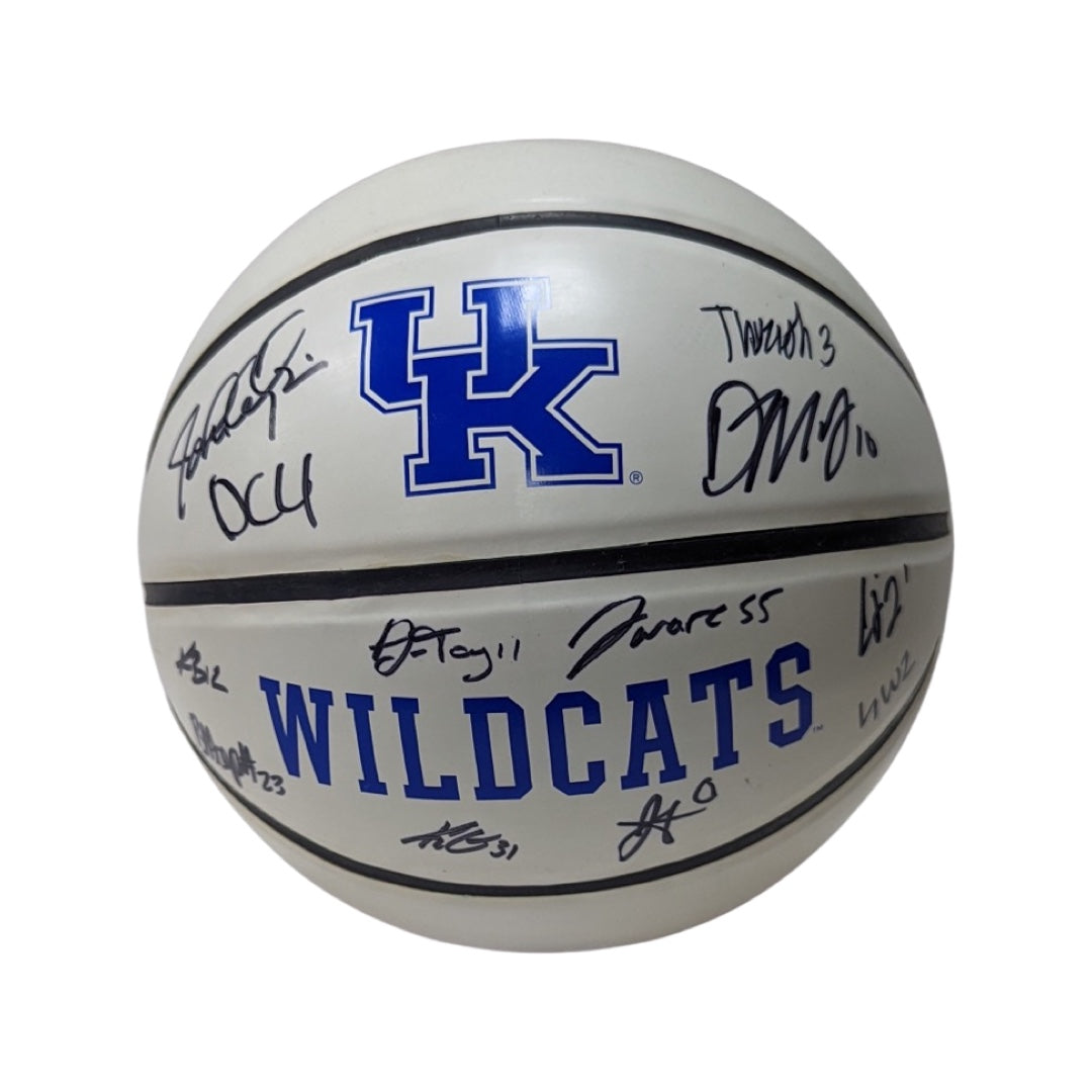 University of Kentucky 2021 Men’s Basketball Team & Coach John Caliparo Autographed Wildcats Logo Basketball Beckett