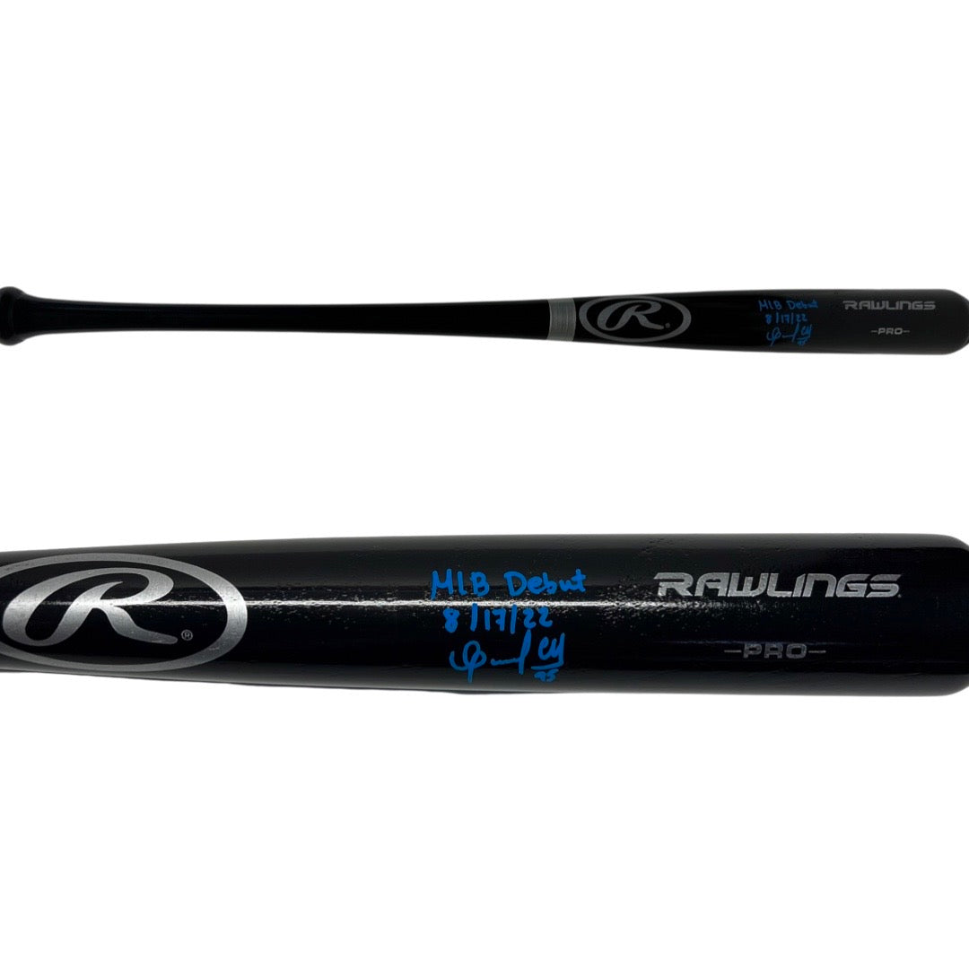 Oswaldo Cabrera Autographed Rawlings Bat “MLB Debut 8/17/22” Inscription Blue Ink Steiner CX