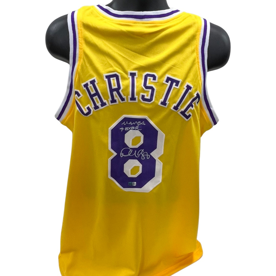 Doug Christie Autographed Los Angeles Lakers Yellow Jersey “Mamba 4 Ever” Inscription Steiner CX