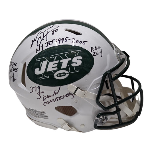 Wayne Chrebet Autographed New York Jets Old School White Speed Authentic Helmet “NY Jet 1995-2005, ROH 2014, 379 3rd Down Conversions, 580 Rec, 7265 Yds, 41 TDs” Inscriptions JSA