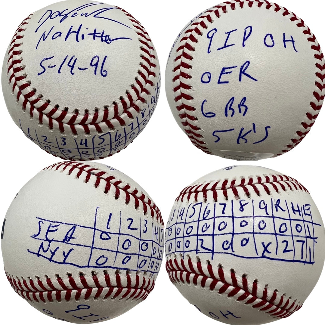 Doc Gooden Autographed New York Yankees OMLB “No Hitter 5-14-96, 9IP, 0H, 0ER, 6BB’s. 5K’s” & Full Line Score Inscriptions JSA