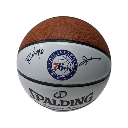 Allen Iverson Autographed Philadelphia 76’ers White Panel Logo Basketball “ROY 96” Inscription JSA