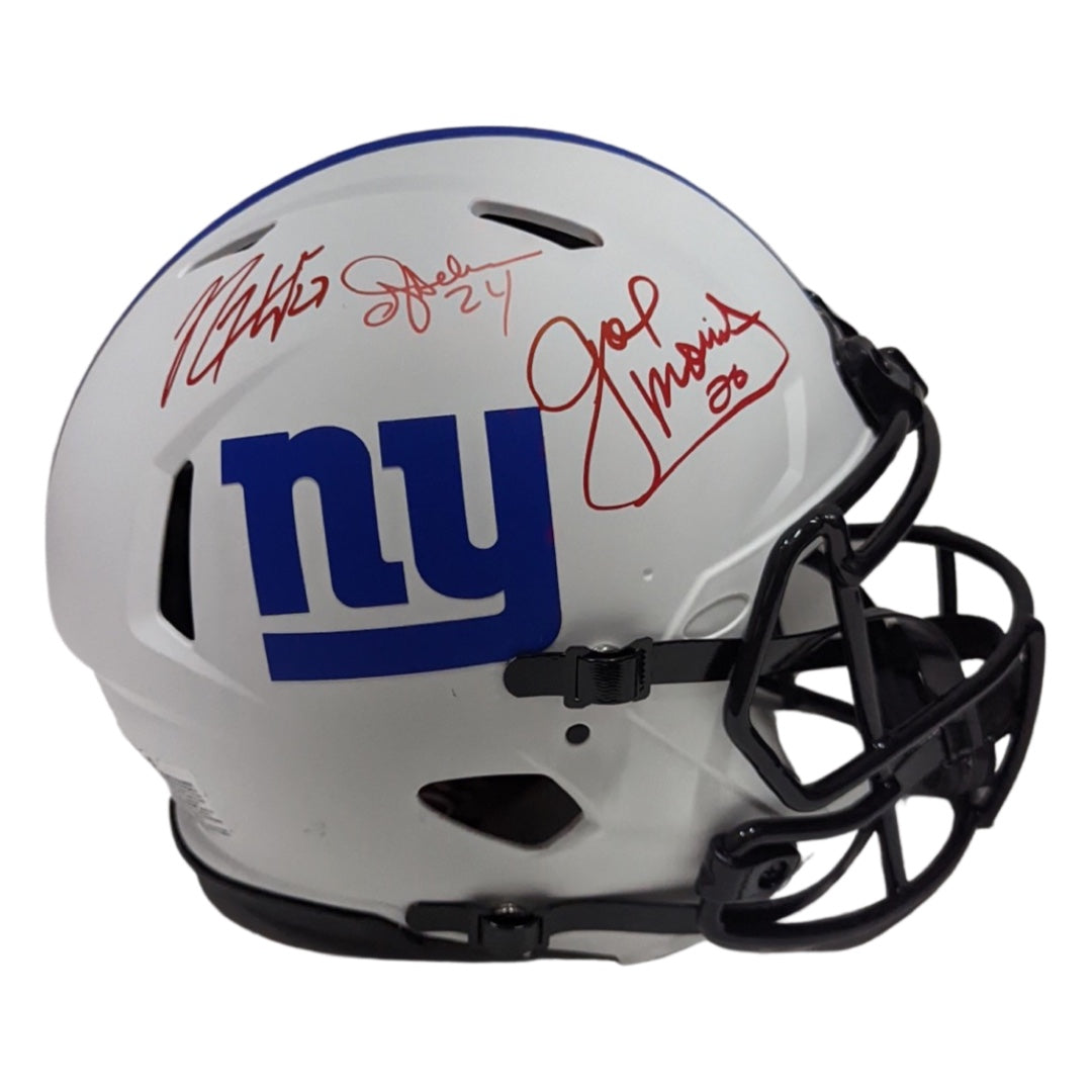 OJ Anderson, Joe Morris & Rodney Hampton Autographed New York Giants Lunar Eclipse Authentic Helmet JSA