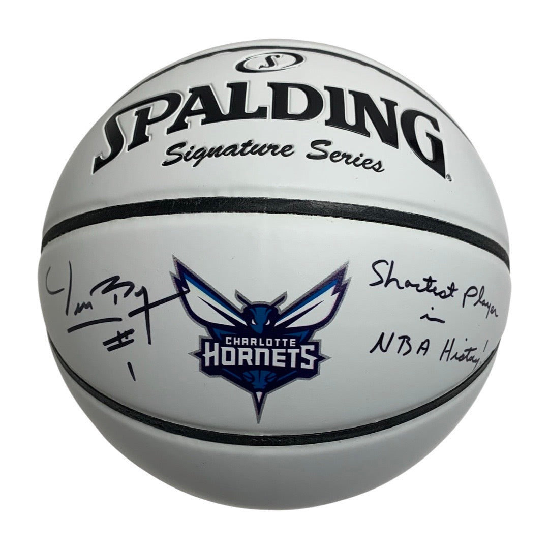 Muggsy Bogues Autographed Charlotte Hornets Spalding Logo Basketball “Shortest Player in NBA History” Inscription JSA