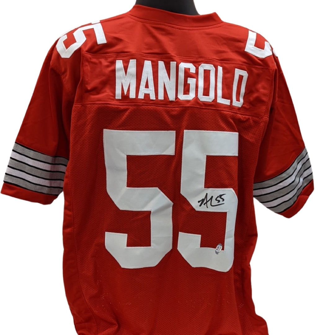 Nick Mangold Autographed Ohio State Buckeyes Red Jersey PSA