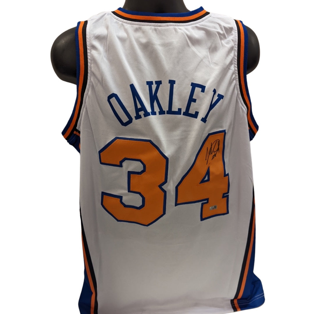 Charles Oakley Autographed New York Knicks White Jersey Steiner CX