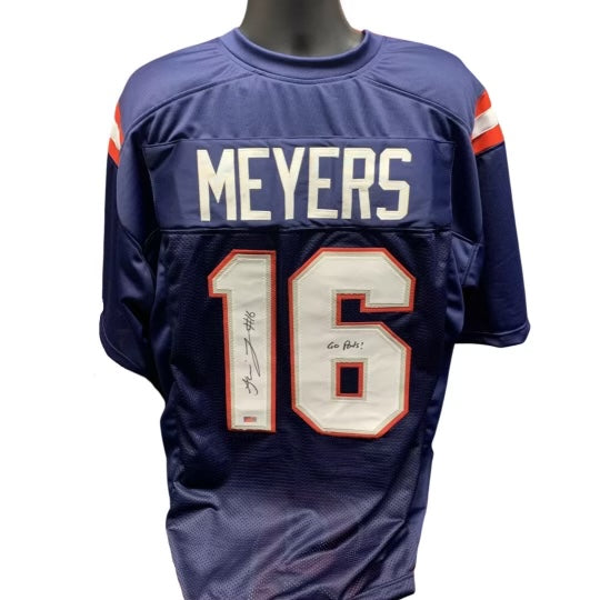 Jakobi Meyers Autographed New England Patriots Blue Jersey “Go Pats” Inscription Steiner CX