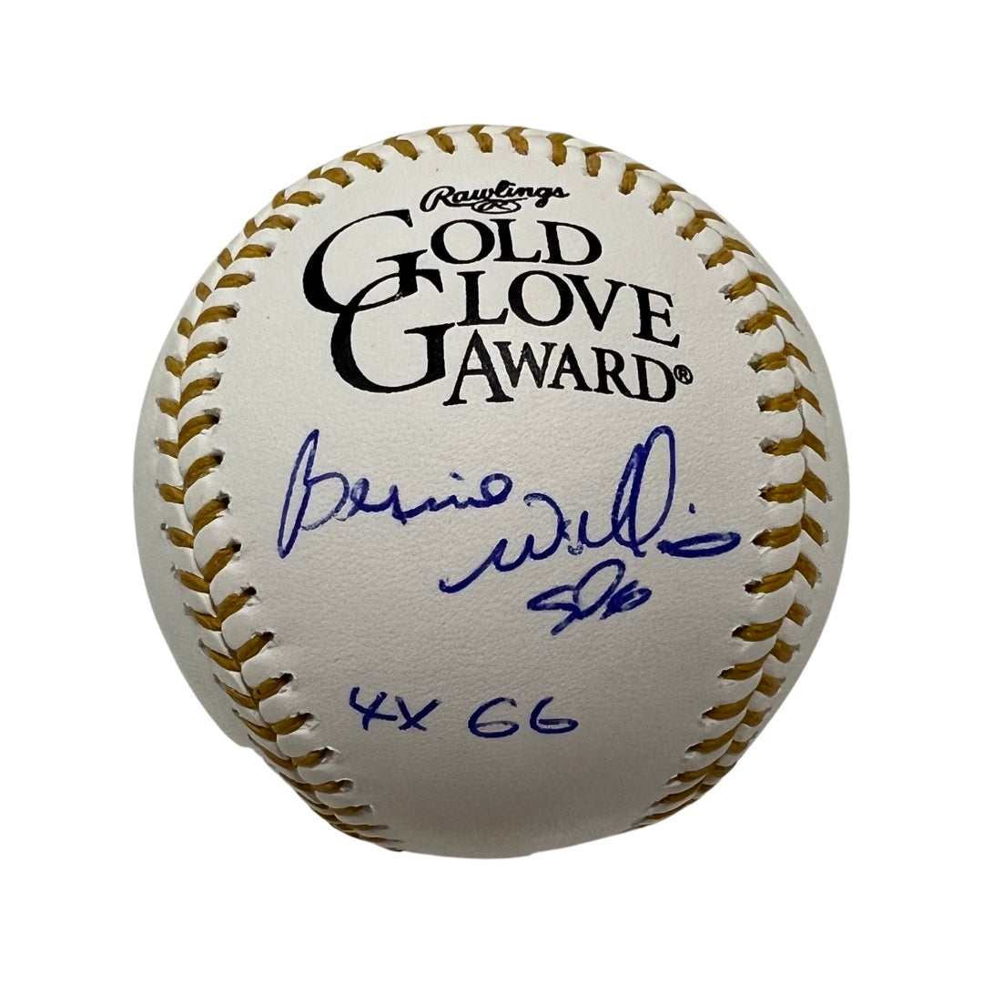 Bernie Williams Autographed New York Yankees Gold Glove Logo Baseball “4x GG” Inscription PSA