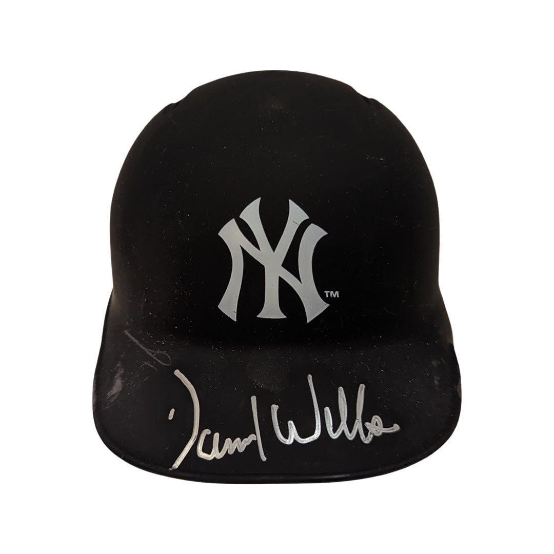 David Wells Autographed New York Yankees Flat Black Mini Helmet JSA