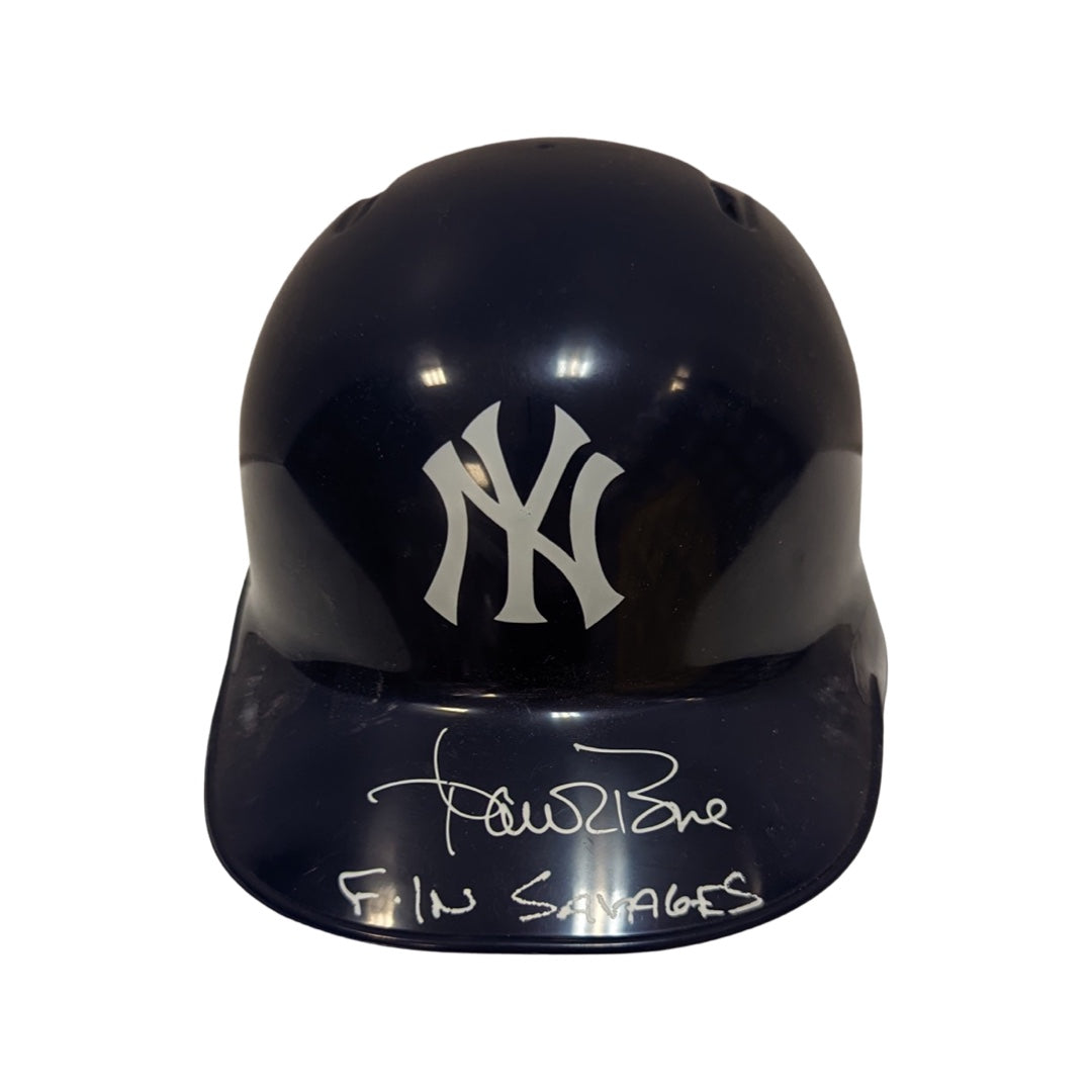 Aaron Boone Autographed New York Yankees Mini Helmet “F’N Savages” Inscription Steiner CX