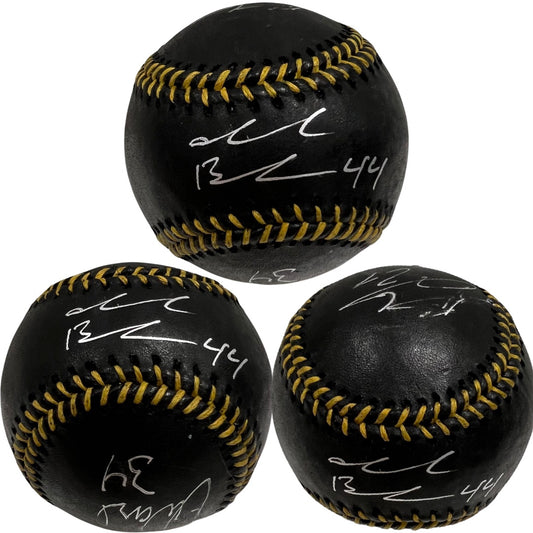 Brandon Jacobs, Ahmad Bradshaw & Derrick Ward Autographed New York Giants Earth Wind & Fire Black Leather OMLB JSA