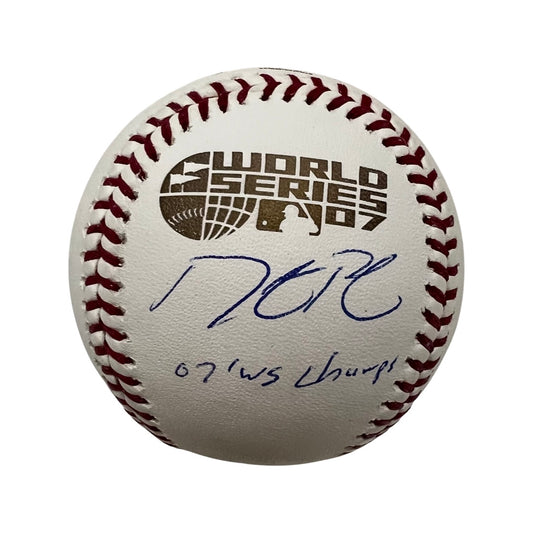 Dustin Pedroia Autographed Boston Red Sox 2007 World Series Logo Baseball “07 WS Champs” Inscription Steiner CX