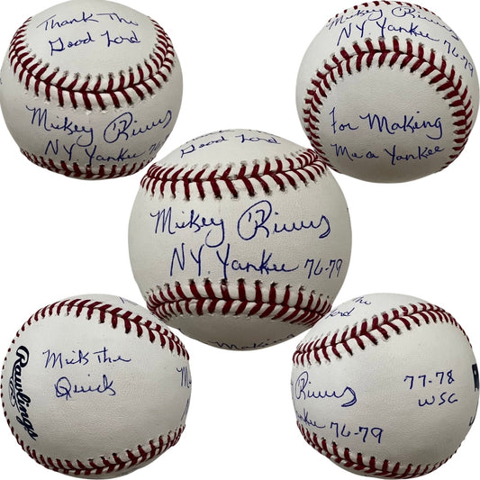 Mickey Rivers Autographed New York Yankees OMLB “NY Yankees 76-79, Mick the Quick, 77-78 WSC, Thank the Good Lord for Making Me a Yankee” Inscription Steiner CX