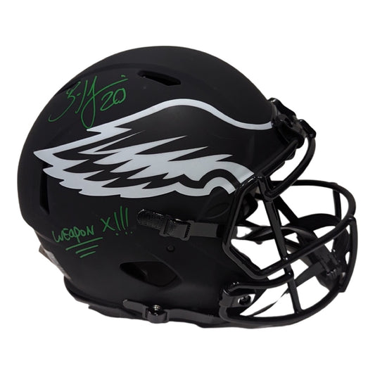 Brain Dawkins Autographed Philadelphia Eagles Eclipse Authentic Helmet “Weapon X” Inscription JSA