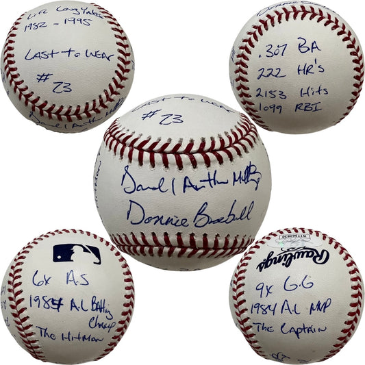 Don Mattingly Autographed New York Yankees OMLB 14 Stat Inscriptions JSA