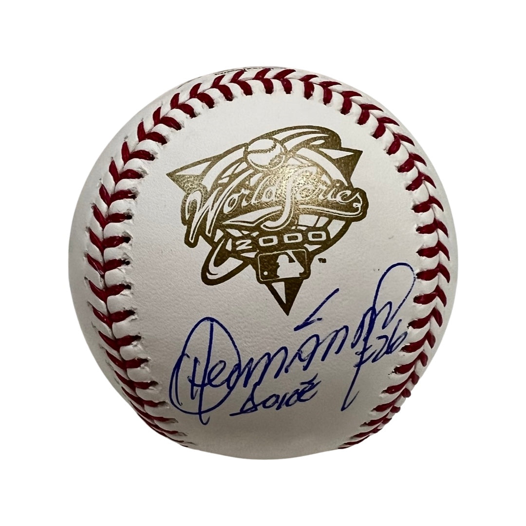 Orlando “El Duque” Hernandez Autographed New York Yankees 2000 World Series Logo Baseball Steiner CX