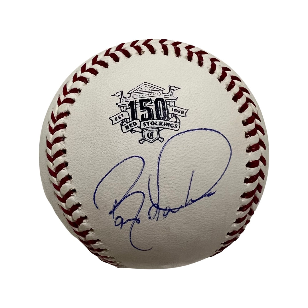 Barry Larkin Autographed Cincinnati Reds 150th Anniversary Logo Baseball Steiner CX