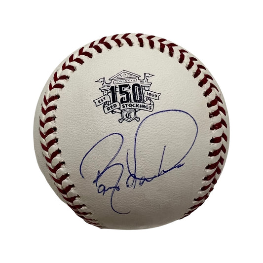 Barry Larkin Autographed Cincinnati Reds 150th Anniversary Logo Baseball Steiner CX